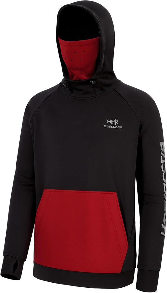 BASSDASH Mens Fishing Fleece Hoodie with Neck Gaiter for Comfort