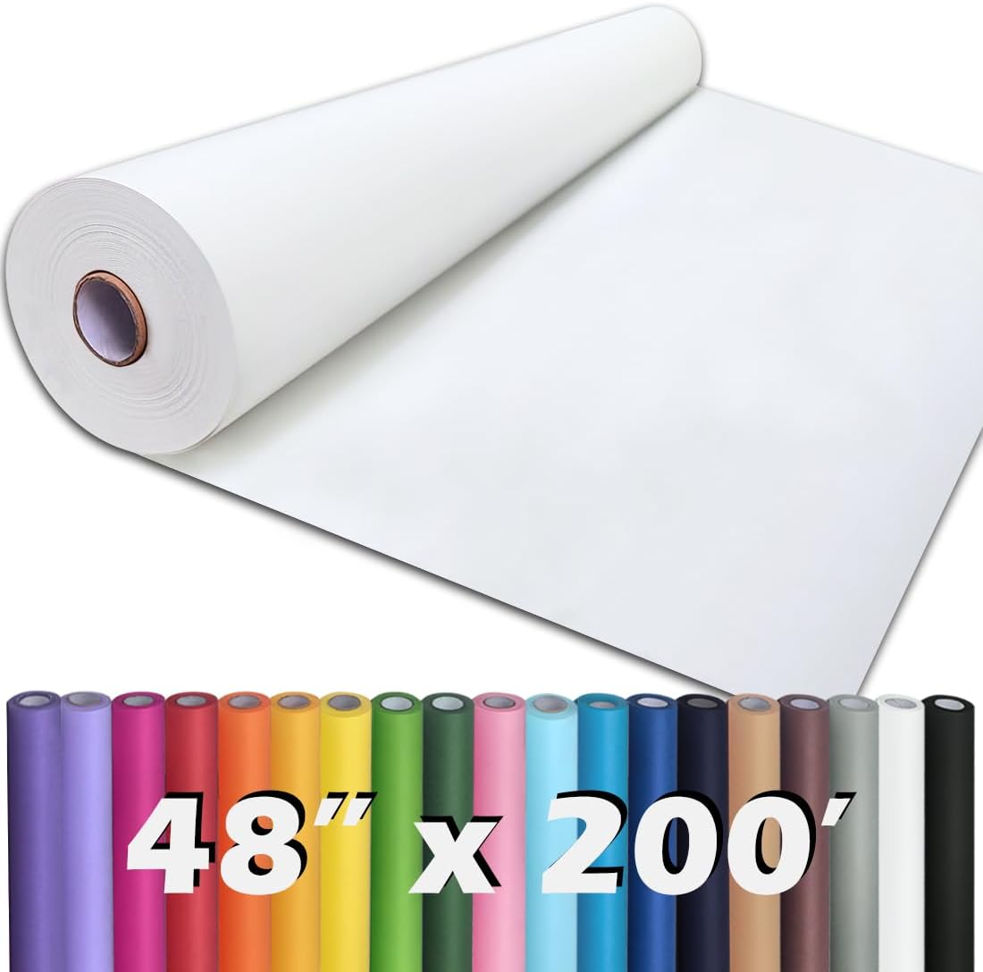 PerkHomy 48in x 200ft White Kraft Paper Roll for Crafting Needs