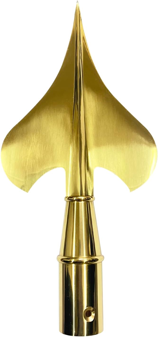 Gold Brass Army Spear for Indoor Flag Pole Topper - Majestic Design
