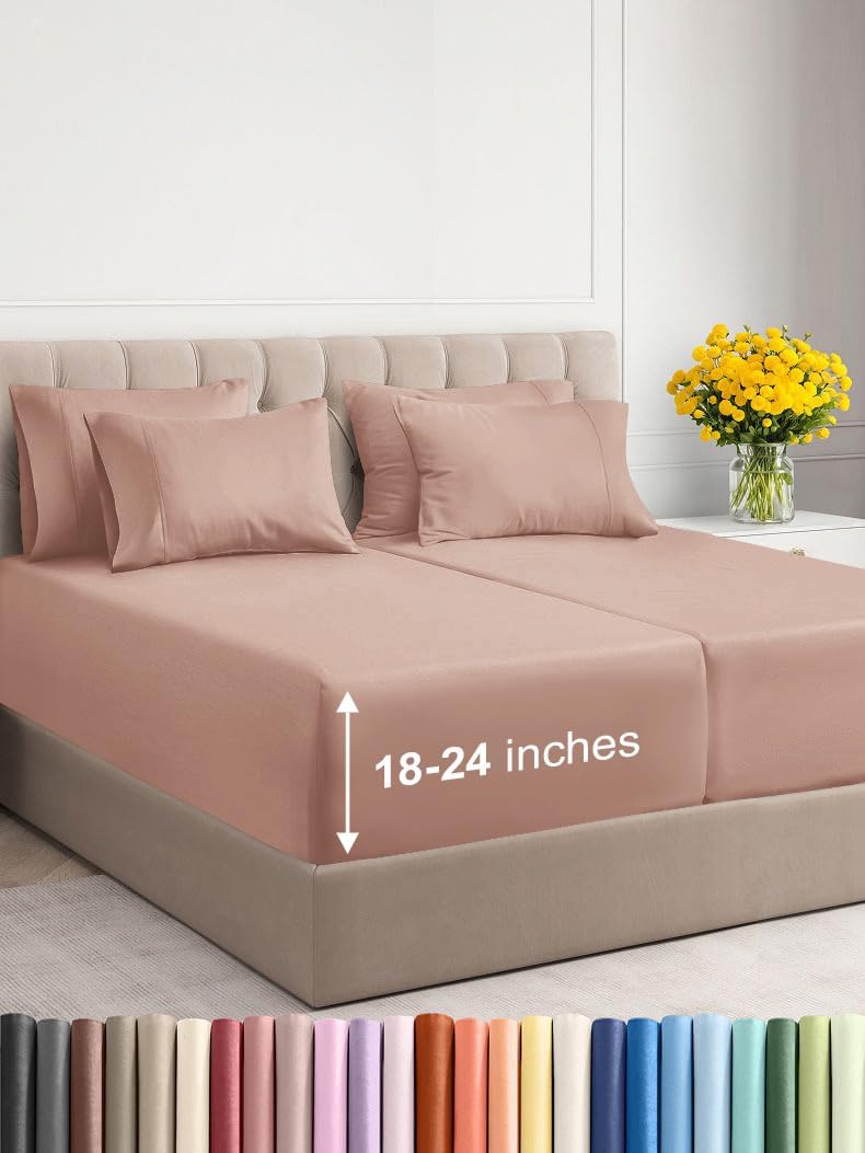Extra Deep Split King Sheet Set - 7 Piece Breathable & Cooling