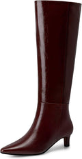 Women's Knee High Boots Kitten Heel Pointed Toe - Wide Calf Fit