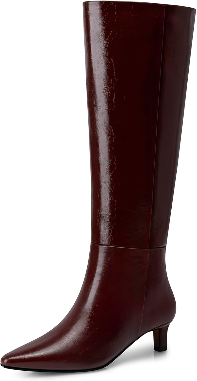Women's Knee High Boots with Kitten Heel for Stylish Comfort
