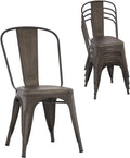 Metal Dining Chair Farmhouse Tolix Style Set of 4 - Stackable