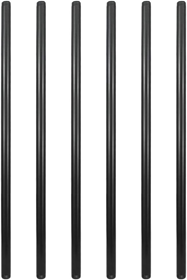 GeilSpace 6 Pack 1/2in 36in Pre-Cut Black Metal Pipe for DIY