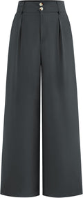 Women Wide Leg Dress Pants High Waisted Pleated - Office Staple