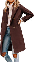 Yousify Womens Notched Lapel Double Breasted Pea Coat (Style KVBS)