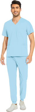COZYFIT Men Scrubs Set Stretch V-Neck Top & Jogger Pant (Style 6HRW)