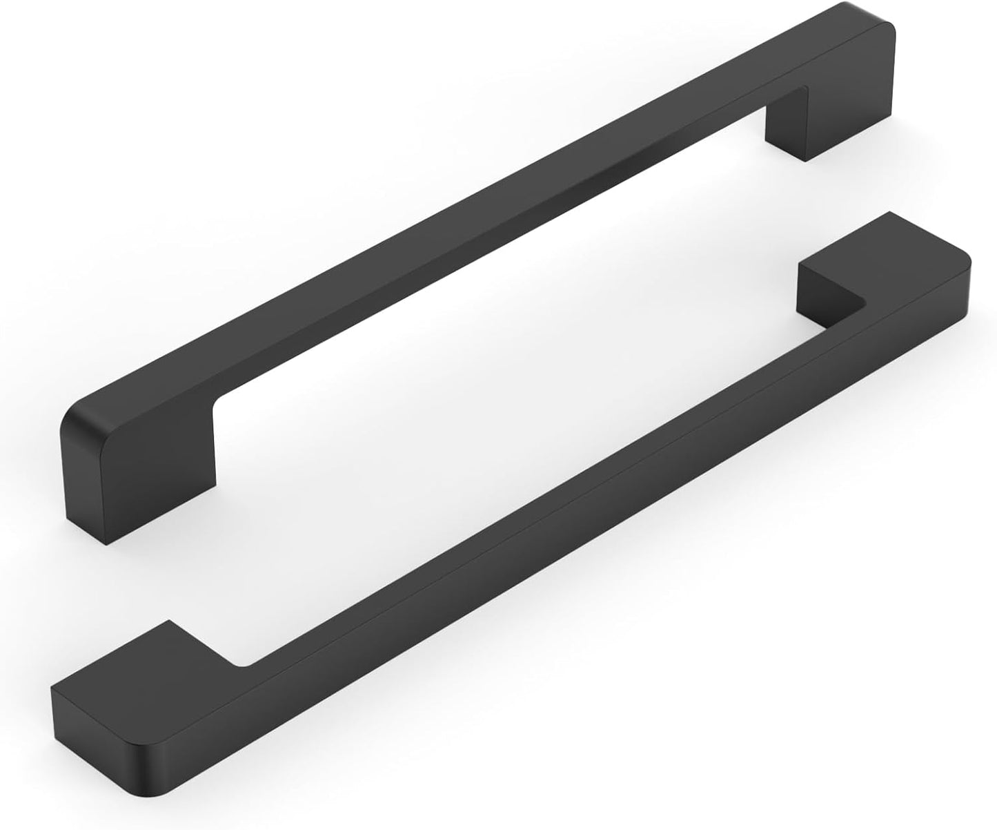 Matte Black Kitchen Cabinet Handles - 10 Pack Stylish Pulls