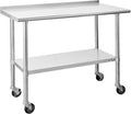 Stainless Steel Prep & Work Table 24 x 48 in - Heavy Duty with Wheels