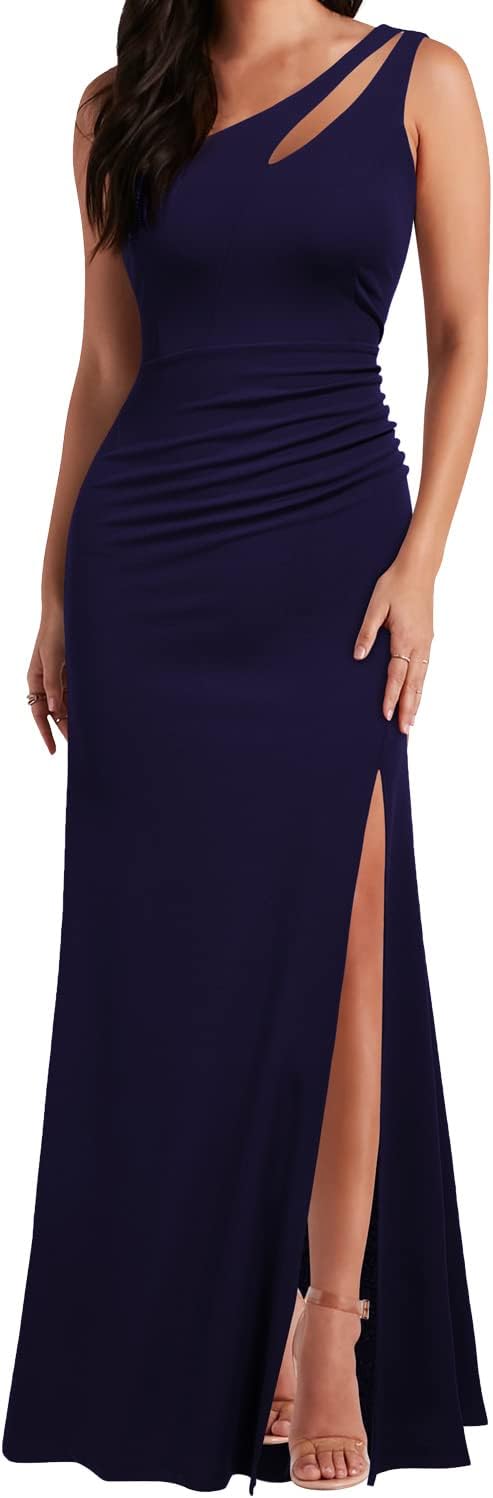 WOOSEA Women's One Shoulder Sleeveless Bodycon Mermaid Dress