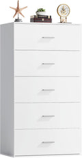Tall Dresser for Bedroom 5-Drawer White Dresser - Modern Minimalist