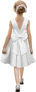 Satin Flower Girl Dress Floor Length Backless Princess Gown