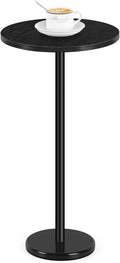 OYEAL Small Round Black Cocktail Table - Modern Marble Base
