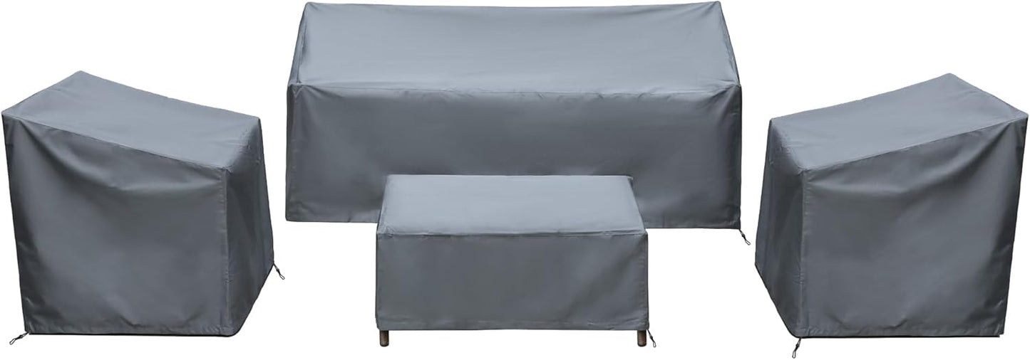 Patio Furniture Covers for 4 Piece Outdoor Set - Waterproof Grey