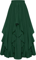 Elegant Renaissance Long Maxi Skirt with Asymmetrical Cut and Pockets