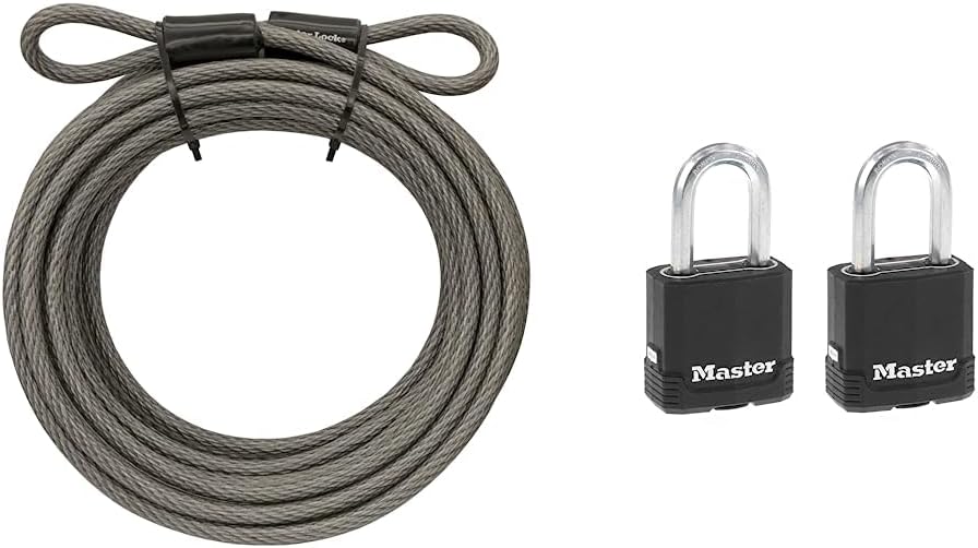 Master Lock Steel Bike Lock Cable and Heavy Duty Padlock Set