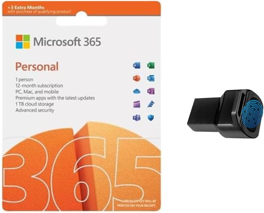 Microsoft 365 Personal - 15-Mo Subscription: 1 User, Fingerprint Security