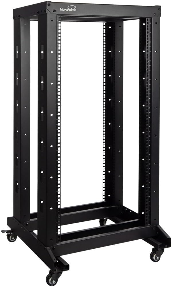 NavePoint 4ft Open Frame 19 Inch 22U Rack with Casters for Servers