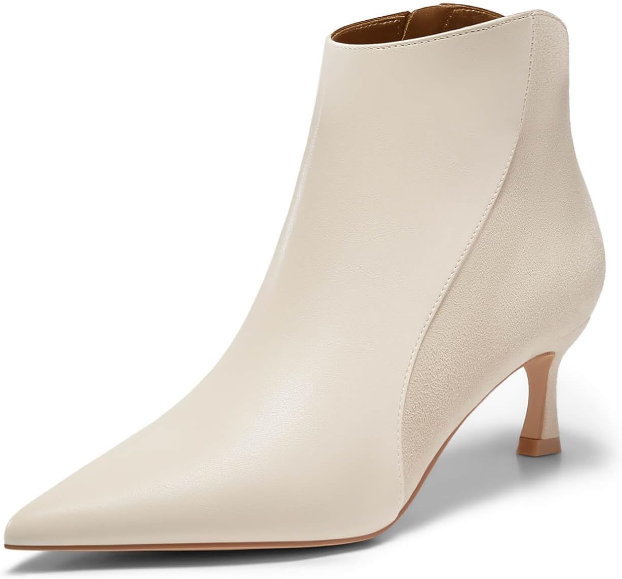 Coutgo Womens Kitten Heel Ankle Boots for Fall and Winter