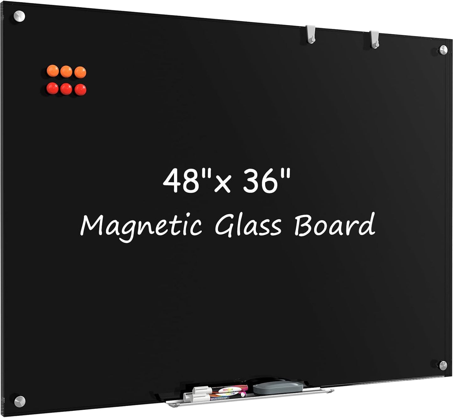 MaxGear Glass White Board 48x36 in for Office and Home Use