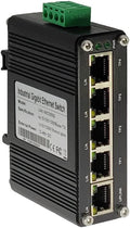 Mini Industrial 5-Port Gigabit Ethernet Switch - Hardened Din Rail