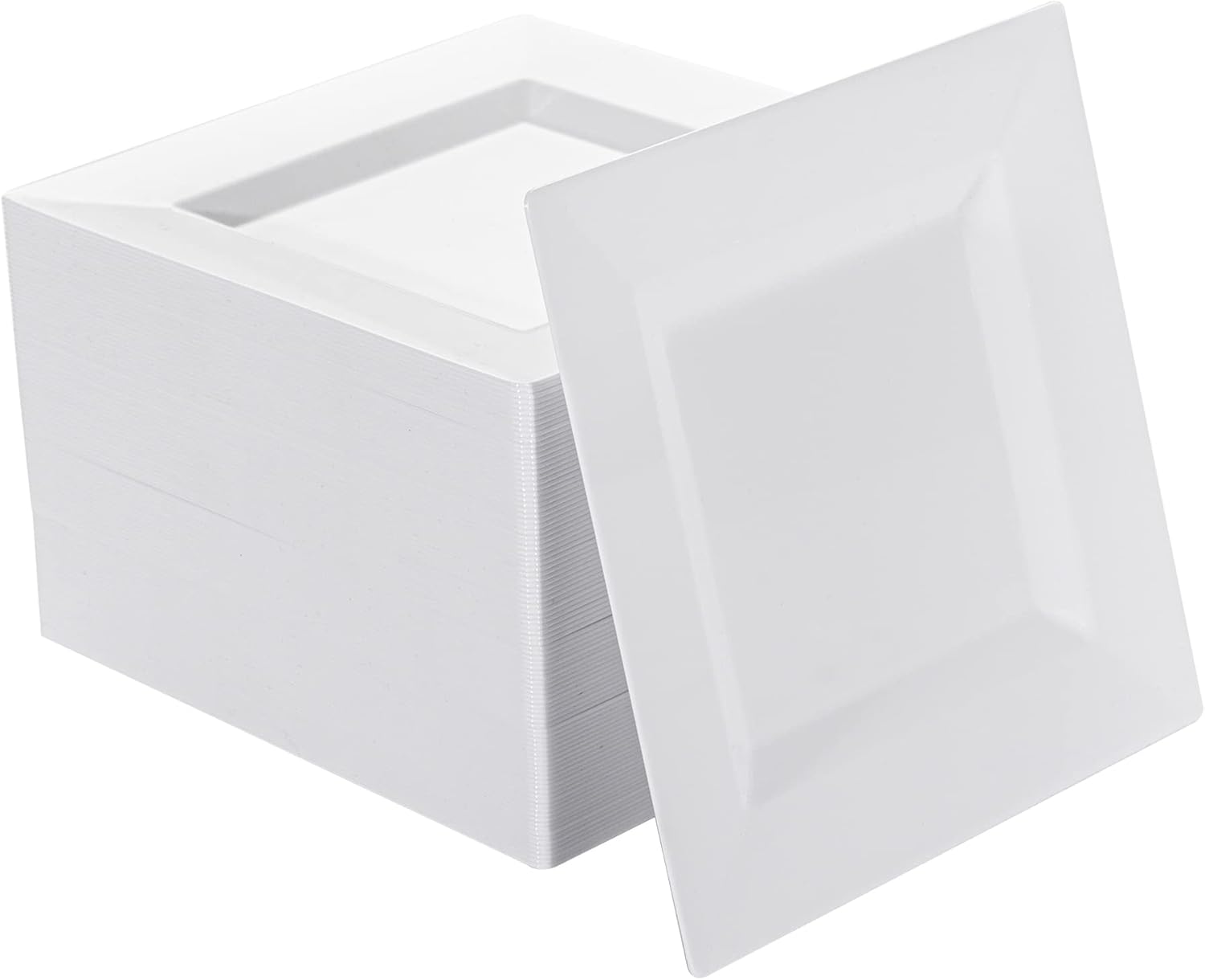 100 Pack White Plastic Square Dessert Plates for Every Occasion