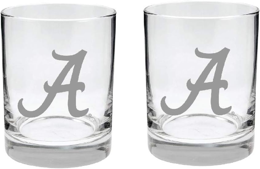 Alabama 2-Sided Etched Satin Finish Rocks Glass Set of 2
