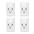 USB Outlet with Night Light and Dual USB Ports - Smart 15A Receptacle