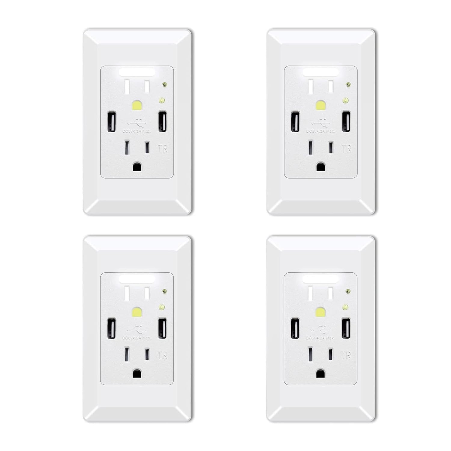 USB Outlet with Night Light for Convenient Charging and Safety