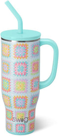 30oz Tumbler with Handle and Straw - Granny Squares 30oz Mega Mug