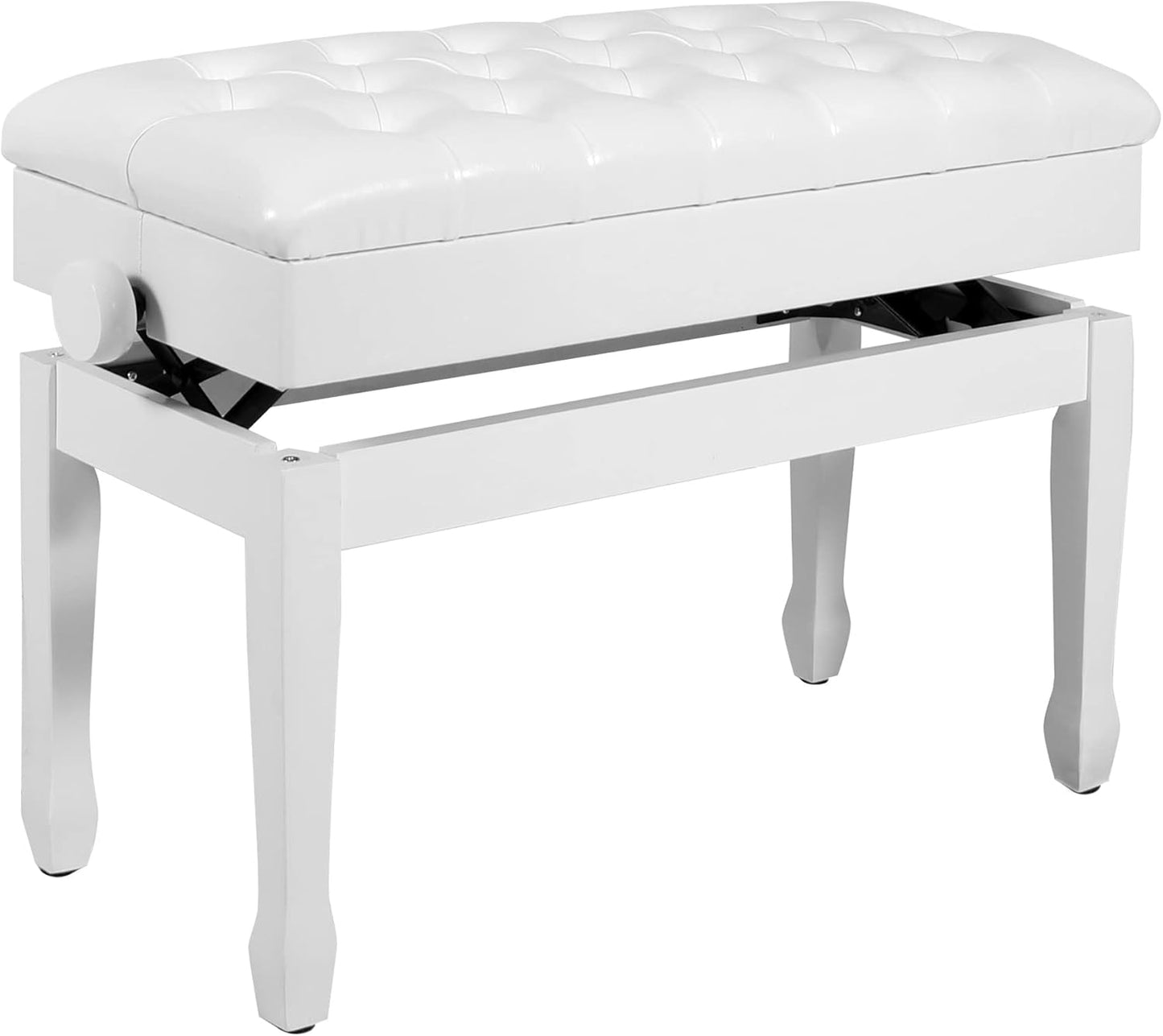 Adjustable Duet Piano Bench with Storage and Padded Cushion