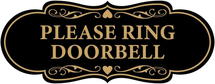 Stylish Doorbell Sign - Elegant Black/Gold Design
