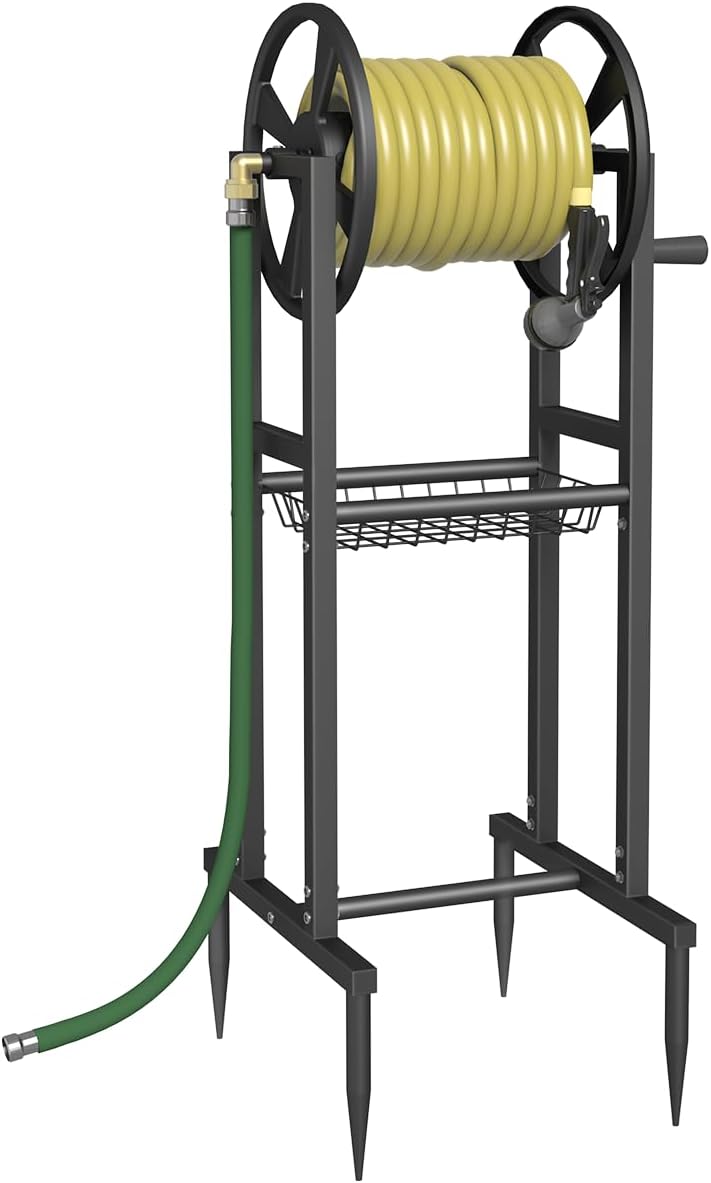 Garbuildman Ground Mount Garden Hose Reel for 125 Feet Hose