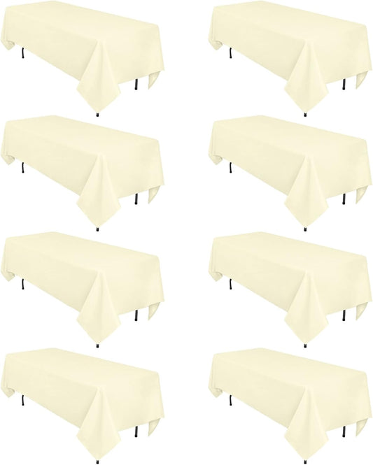 Premium Beige Tablecloths for 6 Foot Rectangle Tables - 8 Pack