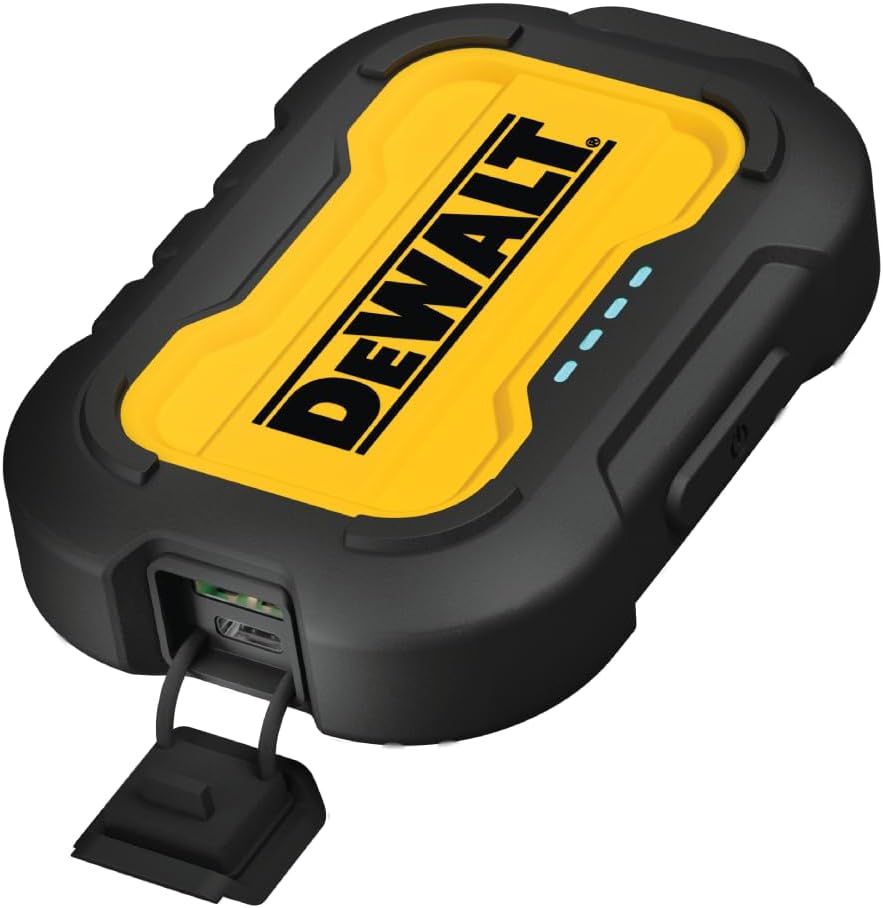 DEWALT 10,000 mAh Power Bank with USB-C - Fast Charging for iPhone & Samsung