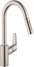 hansgrohe Focus Stainless Steel High Arc Kitchen Faucet - Pull Down