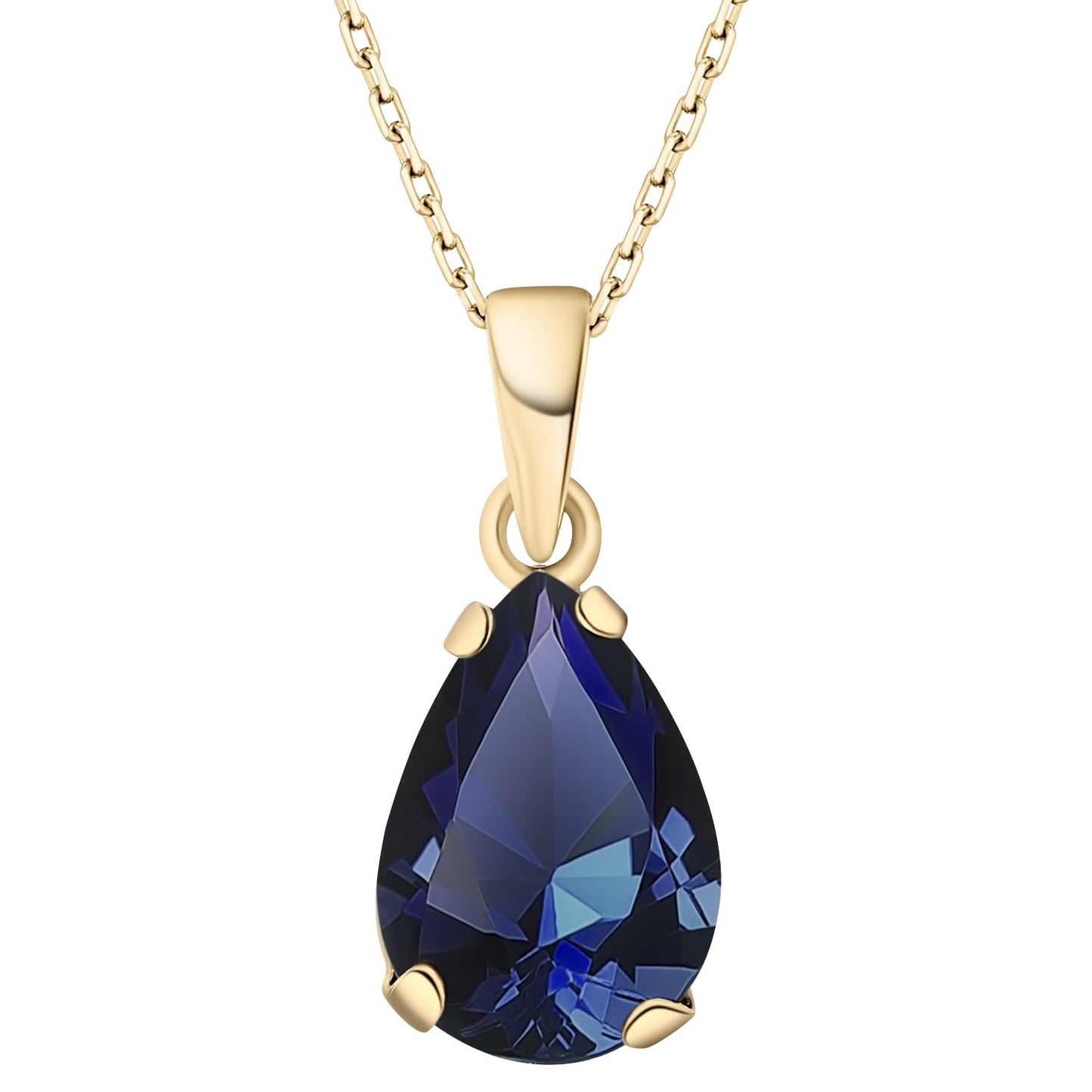 14K Gold Plated Sapphire Necklace for Women - Dainty Jewelry