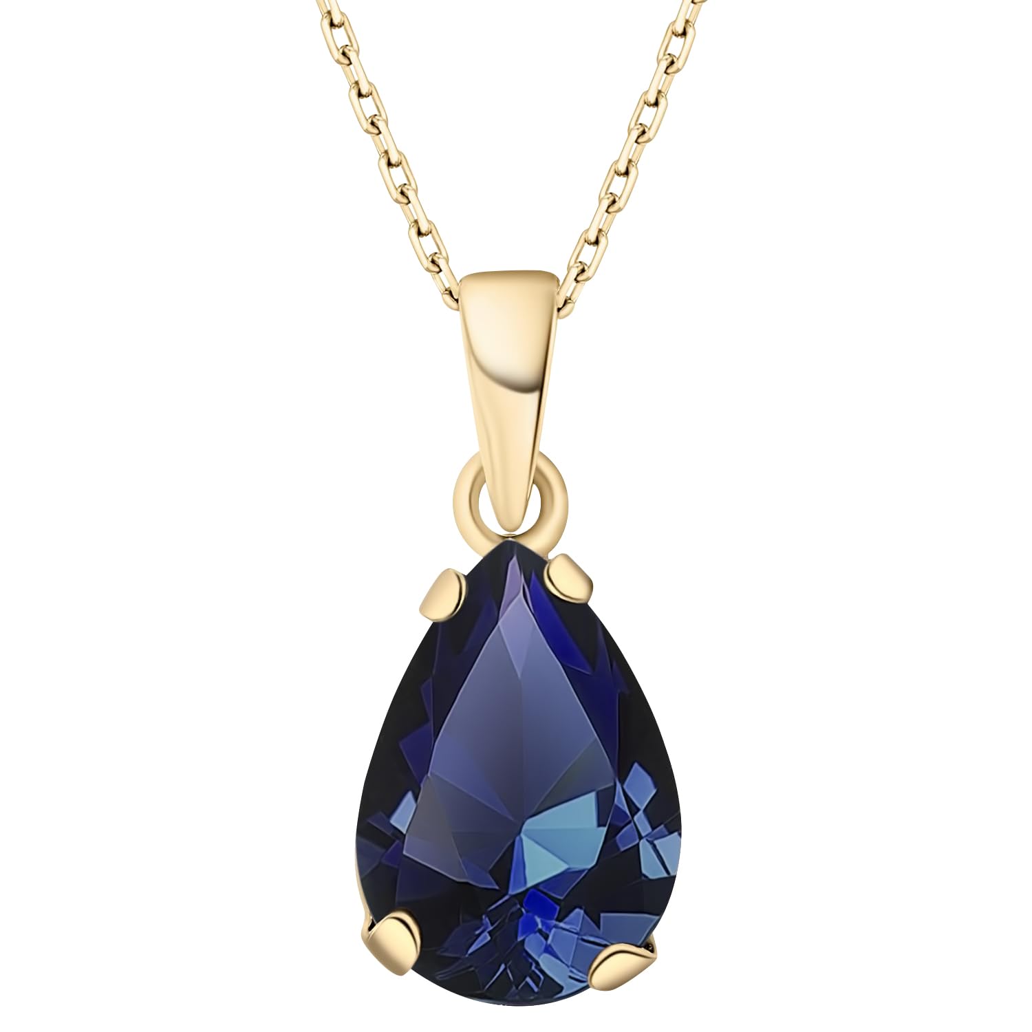 14K Gold Plated Sapphire Necklace for Women - Dainty Jewelry