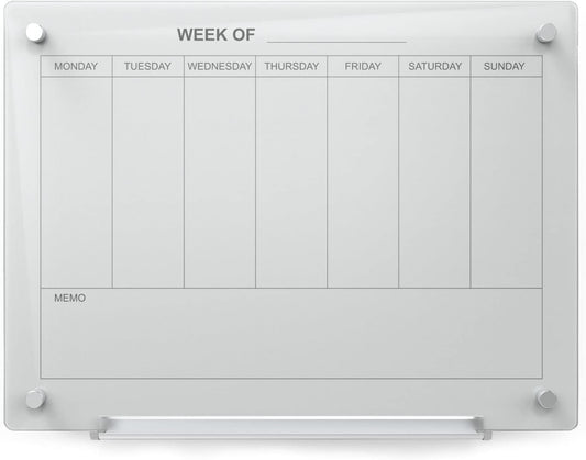 Magnetic White Weekly Calendar Dry-Erase Board Set for Planning