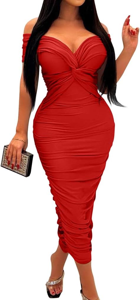 Elegant Bodycon Midi Dress for Women - Perfect for Parties