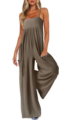 Jumpsuits for Women Spaghetti Strap Wide Leg One Piece Romper - Breezy