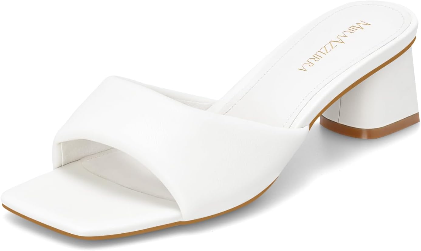 MIRAAZZURRA Heel Mules for Women with Chunky Block Heels