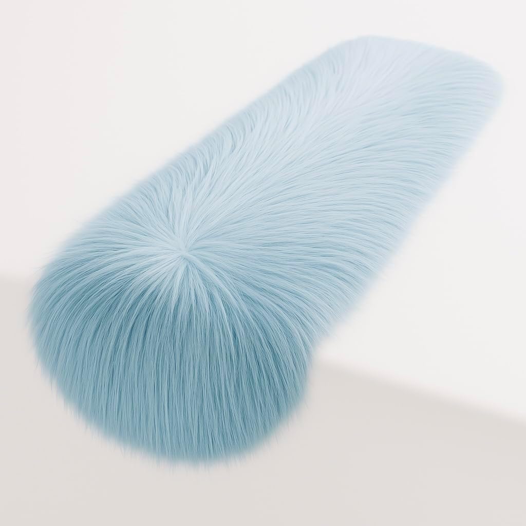 Baby Blue Faux Fur Table Runner for Holiday and Year-Round Use