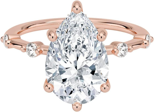 Moissanite Ring 3 Ct in 10k 14k 18k Gold & Silver Hidden Halo