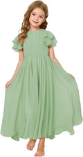 JISISANG Flower Girl Maxi Dress for Weddings and Parties