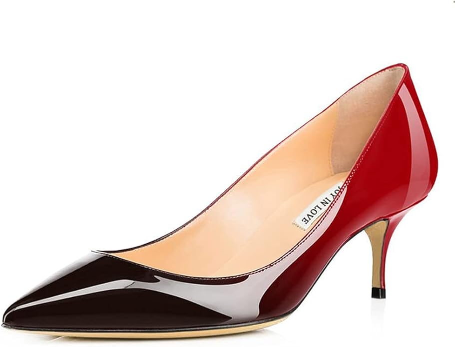JOY IN LOVE Women's Low Heels Pointy Toe Kitten Heel Pumps