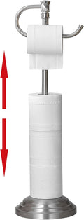 Toilet Paper Holder Stand for Floor - Adjustable Brushed Nickel