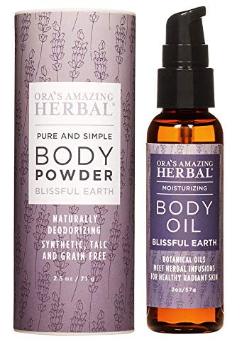 Talc Free Powder and Body Oil Lavender Bath Set for Skin Care