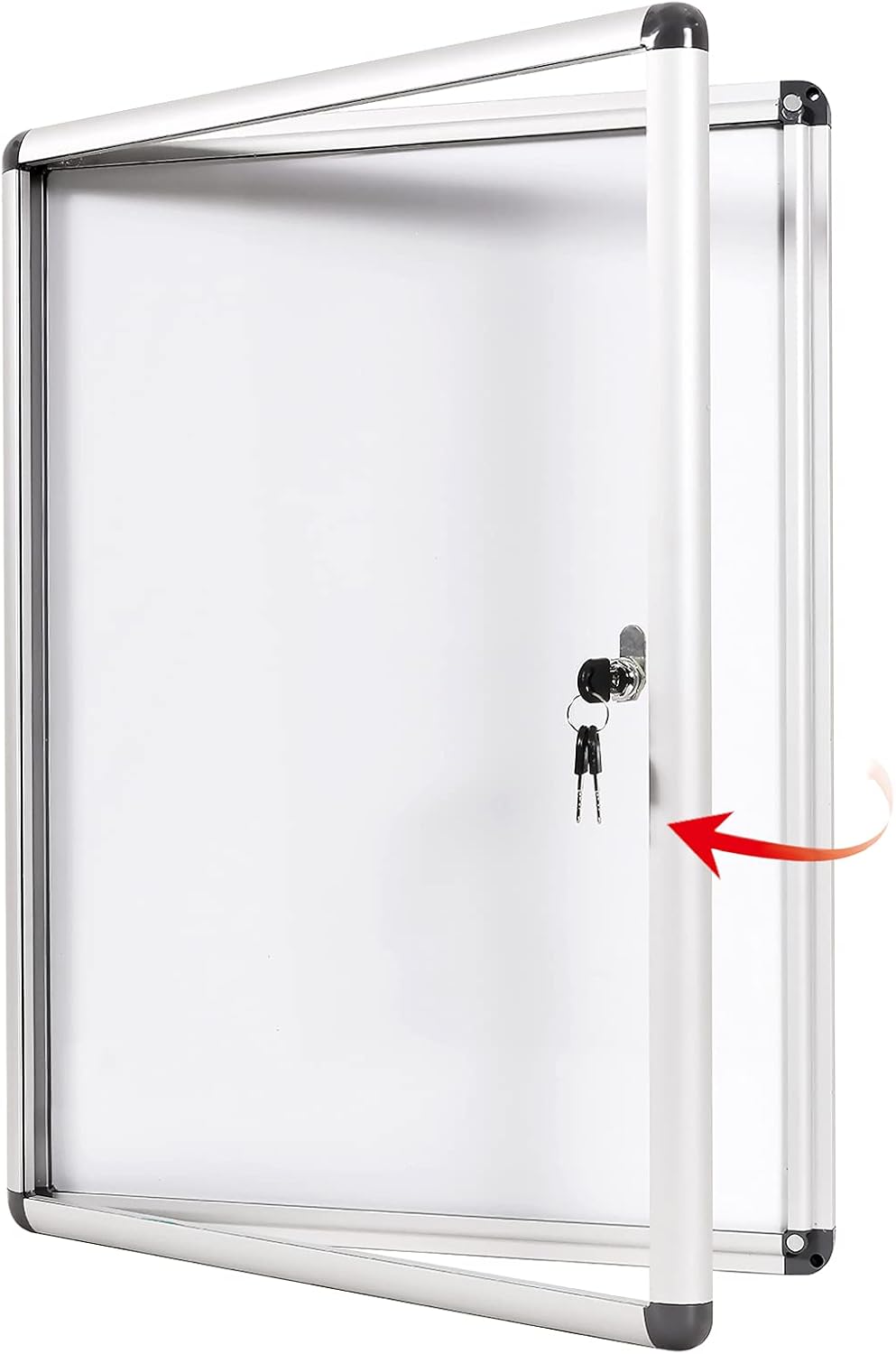 SWANCROWN Locking Bulletin Board with White Glass Surface