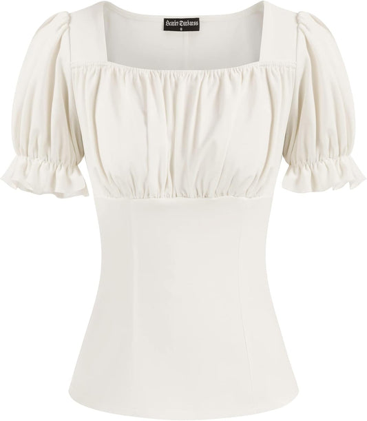 Scarlet Darkness Women's Puff Sleeve Square Neck Renaissance Top